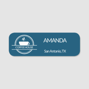 Etiqueta De Nome Funcionário do Logotipo do Café