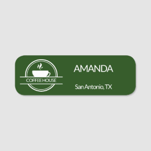 Etiqueta De Nome Funcionário do Logotipo do Café