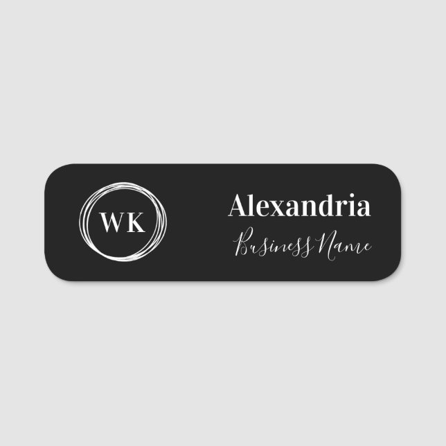 Etiqueta De Nome Funcionário do Monograma Personalizado (Frente)