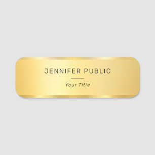 Etiqueta De Nome Funcionário Dourado de Tendy Faux do Modern Glam