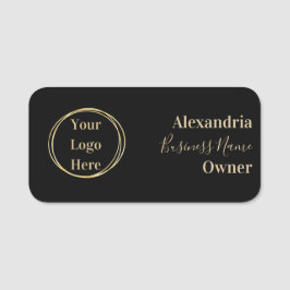 Etiqueta De Nome Funcionário Dourado Preto Moderno Personalizado