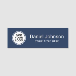 Etiqueta De Nome funcionarios comercial com logotipo azul escuro, a