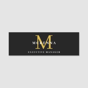 Etiqueta De Nome Funcionarios Executivo Comercial Dourado Moderno