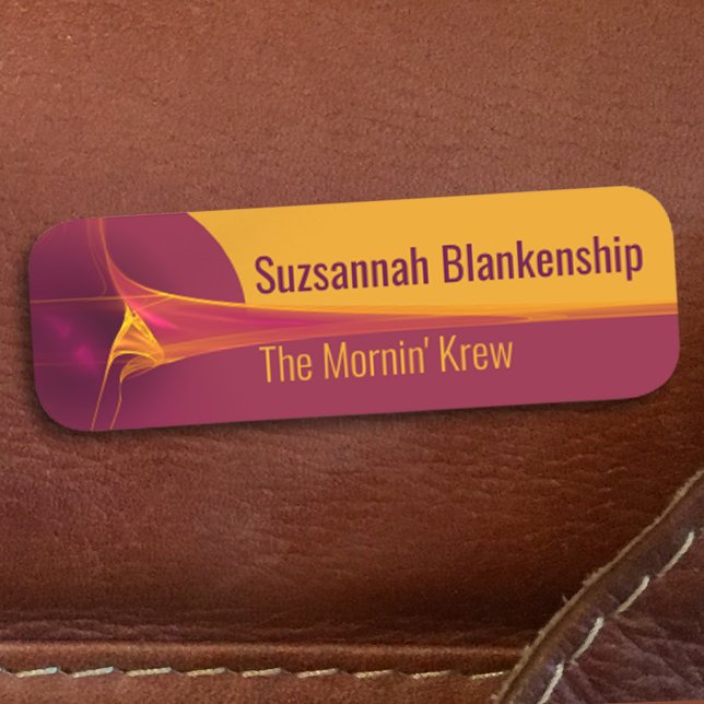 Etiqueta De Nome Fundo Laranja Borgonha Explosiva (Criador carregado)