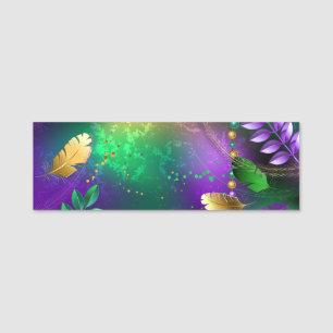 Etiqueta De Nome Fundo márdi iridescente com miçangas