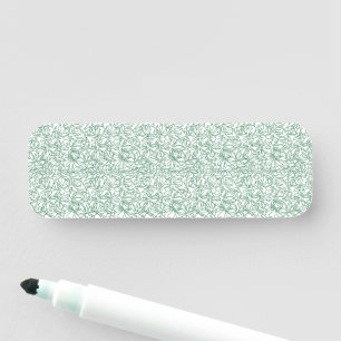 Etiqueta De Nome fundo verde e branco com folhas pequenas