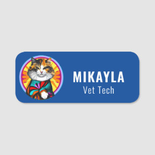 Etiqueta De Nome Gato de Hippie Bonito