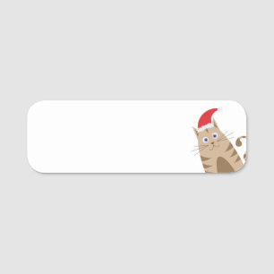 Etiqueta De Nome Gato de papais noeis de desenho