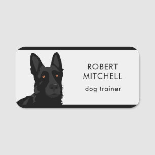 Etiqueta De Nome German shepherd Preto de Treinador de Cães