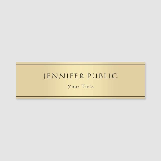 Etiqueta De Nome Glamorous Dourado look Trendy Modern Modelo (Frente)