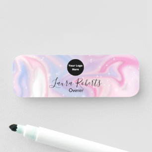 Etiqueta De Nome Glitter Estético Rosa 
