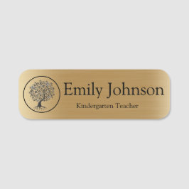 Etiqueta De Nome Gold Kindergarten Teacher Name | Custom Teacher