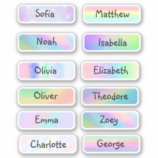 Etiqueta de nome herdado e bonito Pastel Rainbow