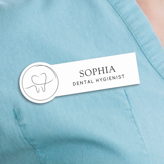 Etiqueta De Nome Higienista Dental Moderno (Criador carregado)