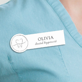 Etiqueta De Nome Higienista Dentária Minimalista