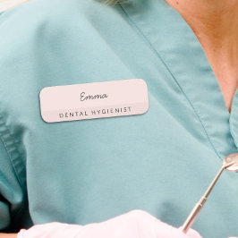 Etiqueta De Nome Higienista Dentária Minimalista Rosa