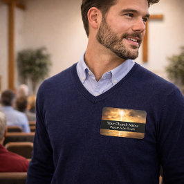 Etiqueta De Nome Igreja da Reflexão da Cruz de Ouro