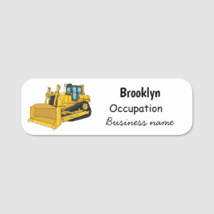 Etiqueta De Nome Ilustração de desenho animado Bulldozer