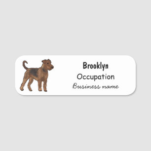 Etiqueta De Nome Ilustração de desenho animado de cão Airedale terr