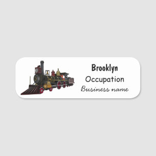 Etiqueta De Nome Ilustração de desenho animado de locomotiva a vapo