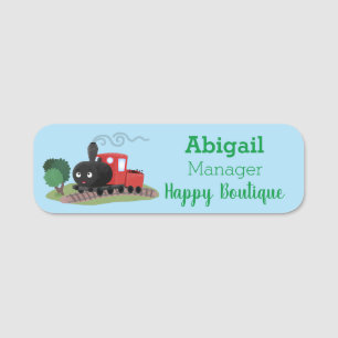 Etiqueta De Nome Ilustração de desenho animado de locomotiva de com
