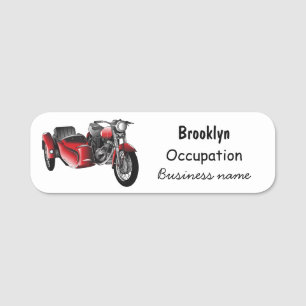 Etiqueta De Nome Ilustração de desenho animado de motociclo Sidecar