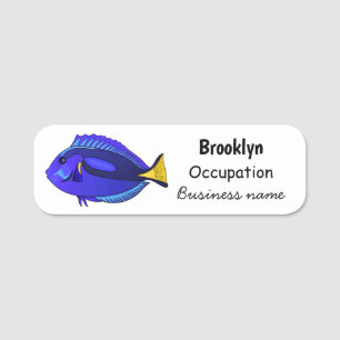 Etiqueta De Nome Ilustração de desenho animado de peixe marrom azul