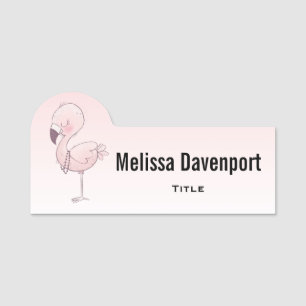 Etiqueta De Nome Ilustração de Flamingo Cor-de-Rosa
