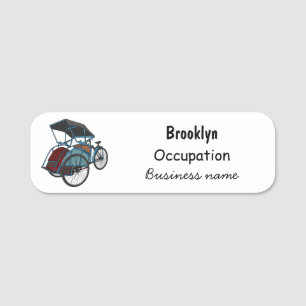 Etiqueta De Nome Ilustração do desenho do rickshaw Ciclo