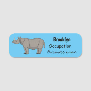 Etiqueta De Nome Imagem do desenho animado de Javan rhinoceros