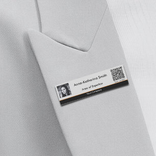 Etiqueta De Nome Imagem profissional Código QR - Cinza de acentuaçõ