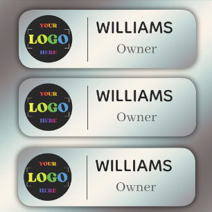 Etiqueta De Nome Íman de Segurança com Logotipo Falso Prata
