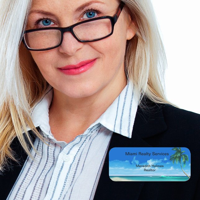 Etiqueta De Nome Imobiliário Costeiro de Praia Tropical (Criador carregado)