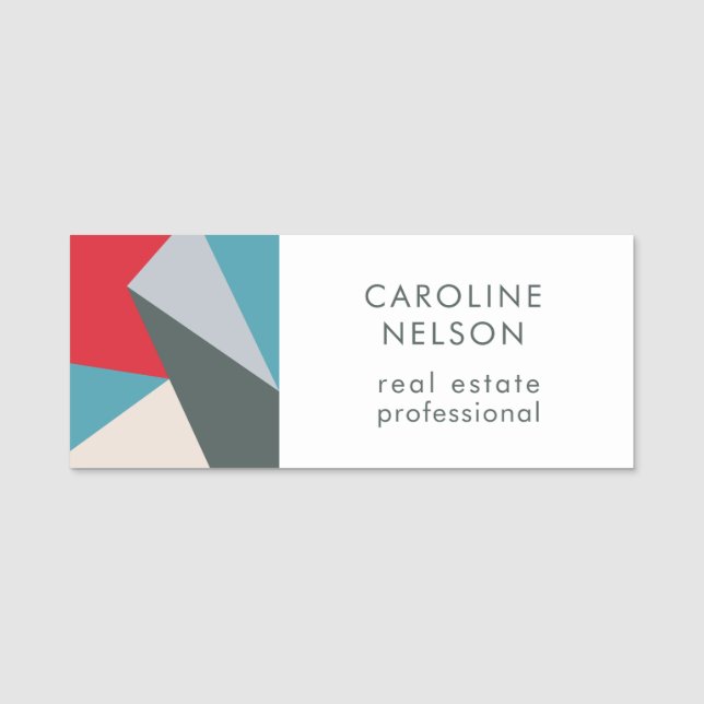 Etiqueta De Nome Imóveis Geométricos Modernos de Abstrato (Frente)