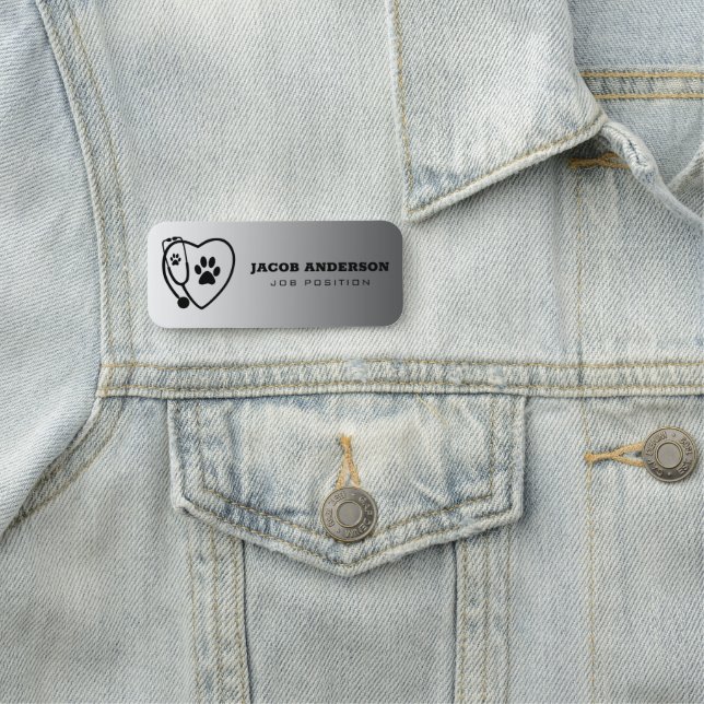 Etiqueta De Nome Impressão Stethoscope & Paw (In Situ)