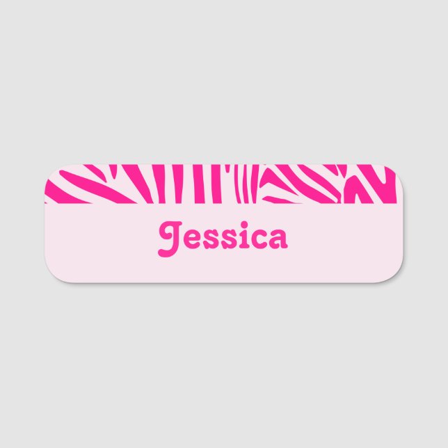Etiqueta De Nome Impressão zebra rosa (Frente)