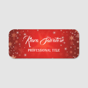 Etiqueta De Nome Incrível Floco de Neve Vermelho de Natal