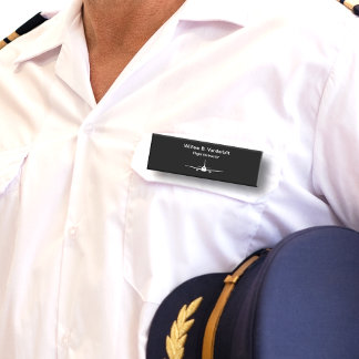 Etiqueta De Nome Instrutor de voo do piloto de avião profissional