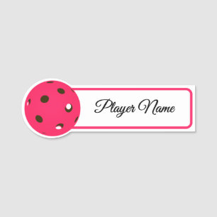 Etiqueta De Nome Jogador de Pickleball Bolas de Pickleball Rosa Per