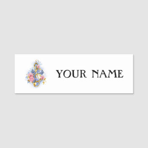 Etiqueta De Nome Limpa de árvore com rosas cor-de-rosa