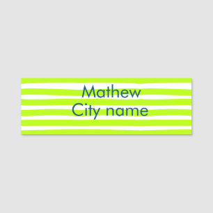 Etiqueta De Nome Listras retrô amarelo verde neon adicionam nome lo