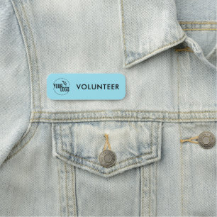 Etiqueta De Nome Logotipo azul do voluntário ou qualquer outro logo