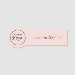 Etiqueta De Nome Logotipo Blush com assinatura de troca elegante