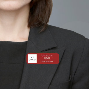 Etiqueta De Nome Logotipo branco vermelho para empresas moderno
