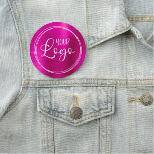 Etiqueta De Nome Logotipo Circular Rosa Quente Metálico