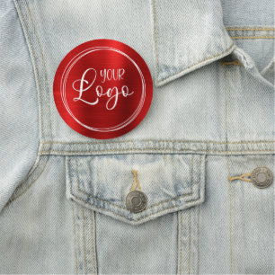 Etiqueta De Nome Logotipo Circular Vermelho Metálico