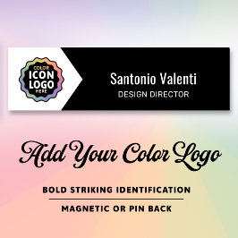 Etiqueta De Nome Logotipo Colorido Clássico Preto Branco Chevron Id