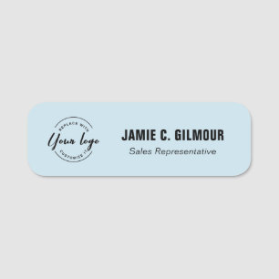 Etiqueta De Nome Logotipo comercial - Azul personalizado