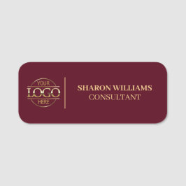 Etiqueta De Nome Logotipo Comercial da Empresa Burgundy - Magnética