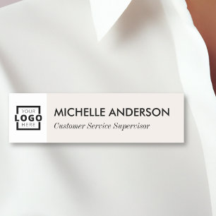 Etiqueta De Nome Logotipo comercial personalizado bege de Funcionar